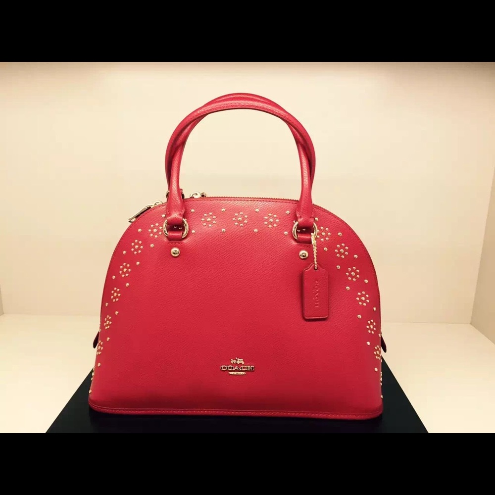 Authentic Coach BORDER STUD CORA DOMED limited design satchel bag NWT - Picture 9 of 12